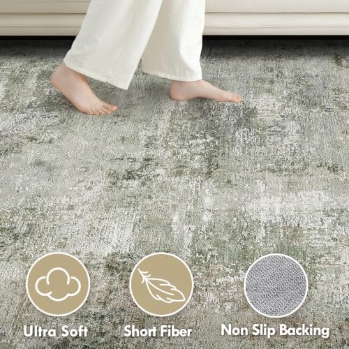 Tortania Area Rug Living Room Rugs - 6x9 Washable Large Soft Neutral Boho Moroccan Bohemian Farmhouse Rug Indoor Floor Carpet for Bedroom Under Dining Table Home Office Decor - Olive Brown - Image 5
