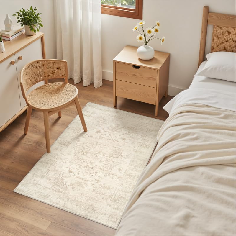Washable Area Rugs 2x3: Living Room Bedroom Carpet Beige/Brown - Image 4
