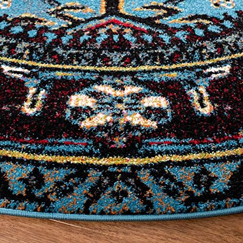 SAFAVIEH Vintage Hamadan Collection Area Rug - 3' Round, Light Blue & Black, Traditional Persian Design, Non-Shedding & Easy to Clean, Ideal for Living Room, Bedroom, Dining Space (VTH211M) - Image 4