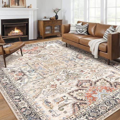 Vintage 8x10 Rugs for Living Room Washable Area Rug Multi Color by homewill
