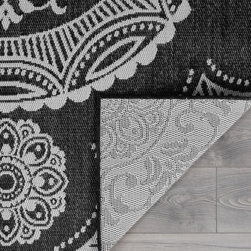 Luul Home Medallion Outdoor Rug 8x10 Washable Outside Carpet for Indoor Patio Porch Waterproof Easy Cleaning Non Shedding Area Rugs Black 8 x 10 - Image 3