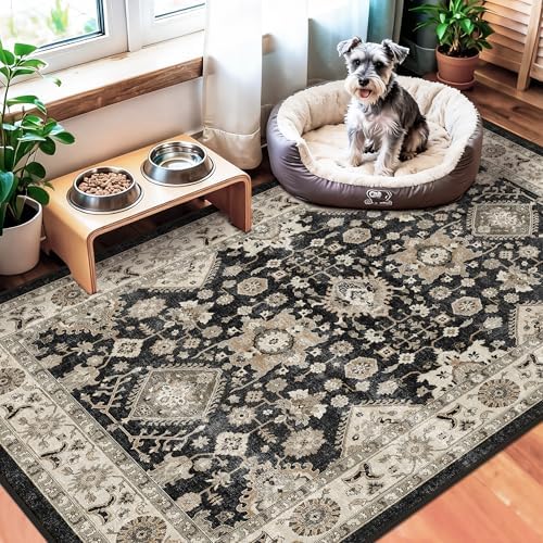 Washable Black Entry Rug: 3x4 Rugs for Kitchen Entryway Bathroom Non-Slip by TOPRUUG