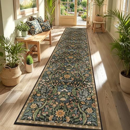 2x10 Floral Runner Rug for Kitchen Washable Hallway Runner Rug by NakedCloud