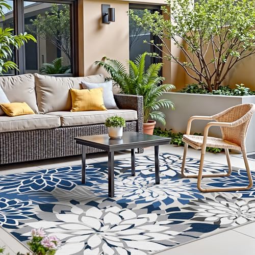 Arenarug Outdoor Rug Waterproof, Washable Patio Rug for Deck, 9x12, Blue - Image 6