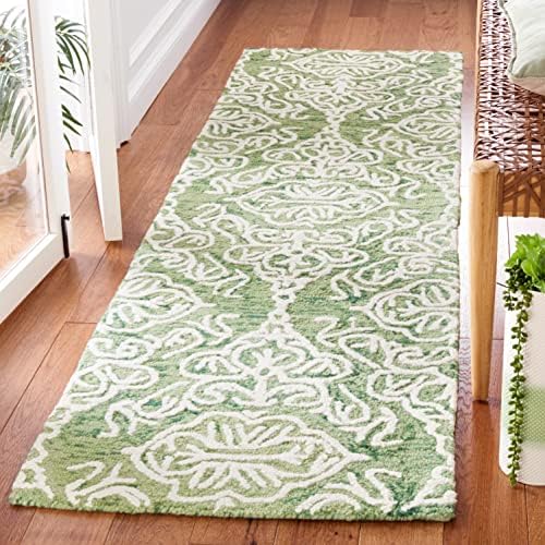 SAFAVIEH Blossom Collection Runner Rug - 2'3" x 8', Green & Ivory, Handmade Wool, Ideal for High Traffic Areas in Living Room, Bedroom (BLM112Y) - Image 2