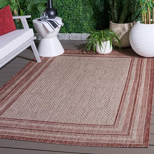 SAFAVIEH Washable Rug Outdoor Courtyard Collection - 4' x 5'7", Grey & Red, Non-Shedding & Easy to Clean, Ideal for Patio, Backyard, Mudroom (CY8475-36512) - Image 7