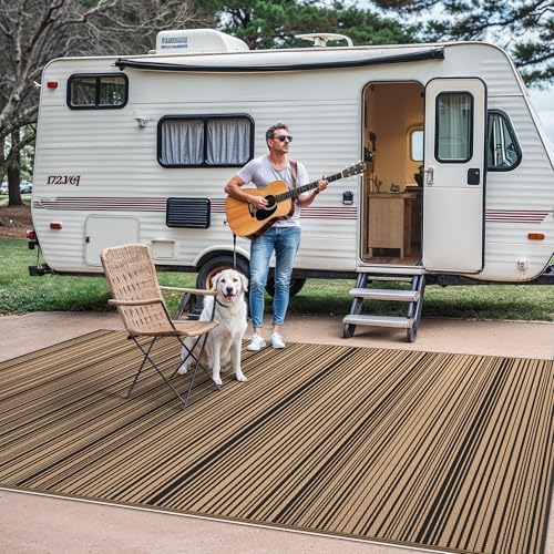 GENIMO Outdoor Rug, Waterproof Plastic Rugs for Patio, 8'x10' Light Brown - Image 5