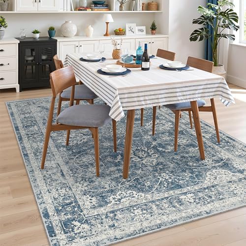 Madane 6x9 Area Rugs for Living Room, Washable Soft Rug Blue - Image 4