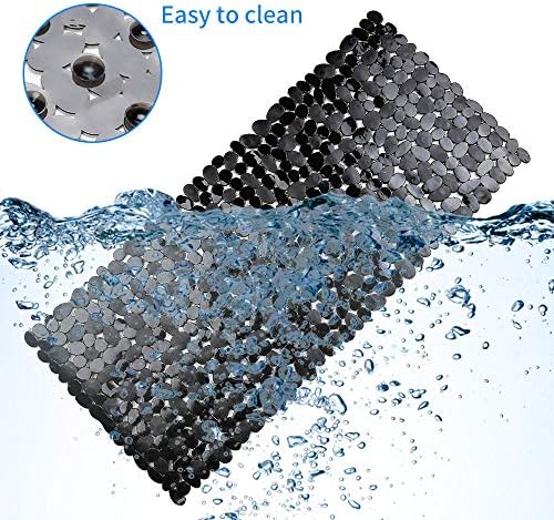 SONGZIMING Bathtub Mat Non Slip 2 Pack, 35 x 16 Inches Pebble Shower Mat with Suction Cups and Drain Holes, Bath Mat for Shower,Bathroom tub (Black) - Image 3
