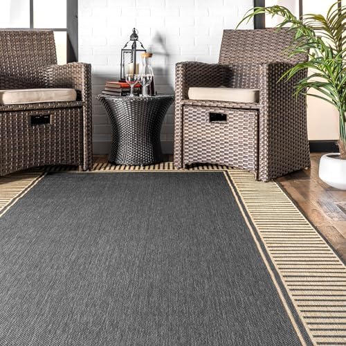 nuLOOM Asha Dark Grey Bordered Indoor/Outdoor Runner Rug, 2' x 10' - Image 7