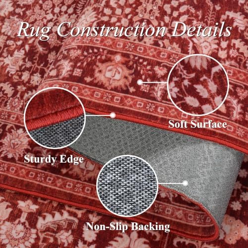 Washable 6ft Round Christmas Dorm Rug Soft Boho Xmas Red Throw Carpet - Image 7