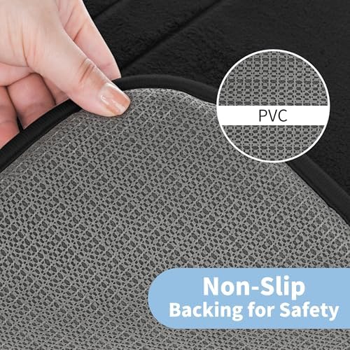 Cupic Cupid Memory Foam Bath Mat 24"×36", Non Slip Bathroom Rugs, Black - Image 4