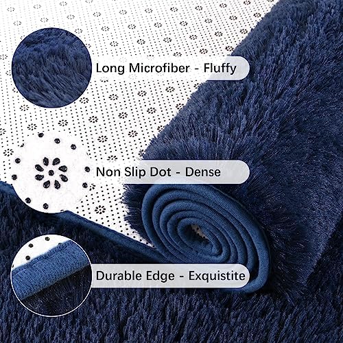 Chicrug Soft Area Rugs for Bedroom Living Room Plush Fluffy Rug 7x10 Feet, Shag Furry Area Rug Carpet Non Shedding for Nursery Children Kids Girls Room Home Decorative, Navy Blue - Image 6
