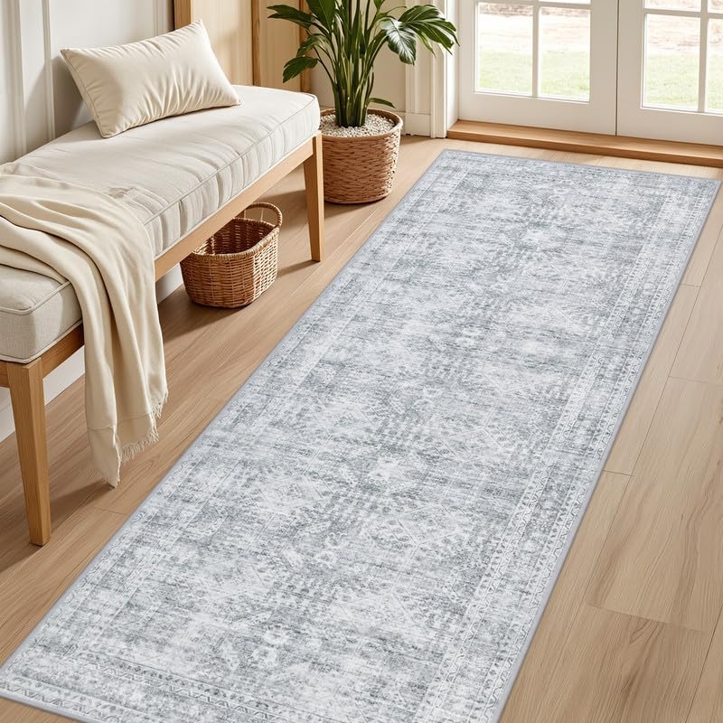 2'6''x8' Hallway Washable Runner Rug: Neutral Kitchen Carpet Gray - Image 2