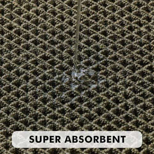 MIULEE Set of 2 Waffle Bathroom Rugs Bordered Bath Mat Green 18x30 Inch - Image 3