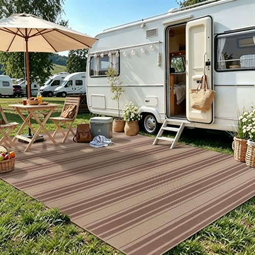 6x9 Striped Easy Jute Washable Outdoor Patio Rug for Living Room Indoor Outdoor Geometric Neutral Carpet for Backyard Patio Dining Room Office - Image 3