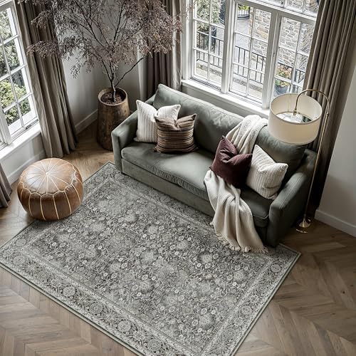 PureCozy Black Small Area Rug 3x5 Vintage Traditional Distressed by PureCozy