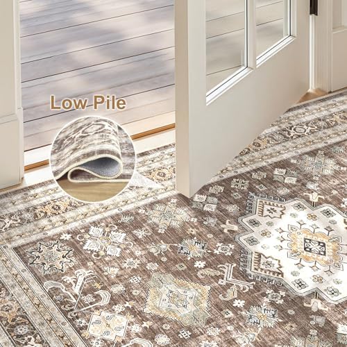 cotiled 3x5 Area Rug for Living Room, Washable, Traditional, Dark Brown - Image 4