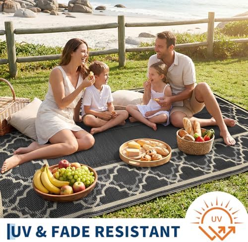Garvee Reversible Outdoor Rug 9x12, Waterproof Outdoor Plastic Rug, Coffee - Image 5