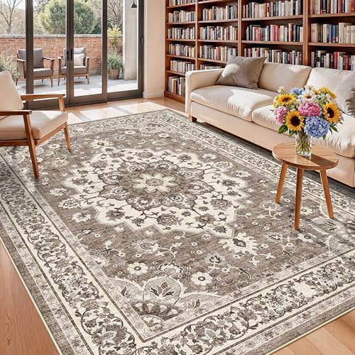 TOPRUUG Washable Oriental Area Rug: Beige 9x11 Area Rugs for Living Room - Image 5