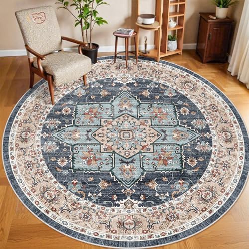 9FT Round Area Rugs for Living Room: Circle Rugs Soft Machine Washable Rug by TOPRUUG
