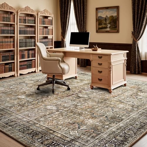 9x12 Area Rugs for Living Room,Washable Non-Slip Brown Large Carpet - Image 3