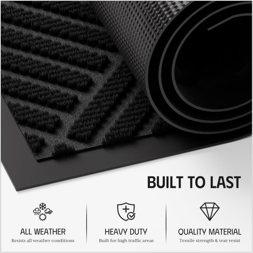Front Door Mat 3'x5', Heavy Duty Non-Slip Indoor Outdoor Doormat - Image 3