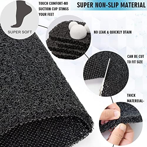 godehone Shower Mats Non Slip Without Suction Cups, PVC Loofah Bathroom Mats, Loofah Mats for Shower and Bathroom, Quick Drying, 23.6× 47.2 Inch, Black - Image 4