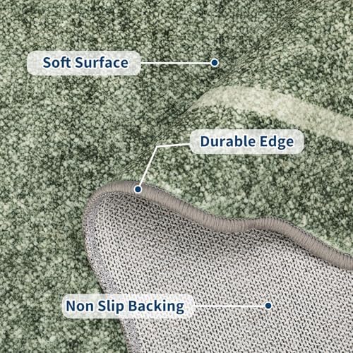 GarveeHome Scalloped 3x5 Area Rug Washable Rug for Entryway Greyish Green - Image 3