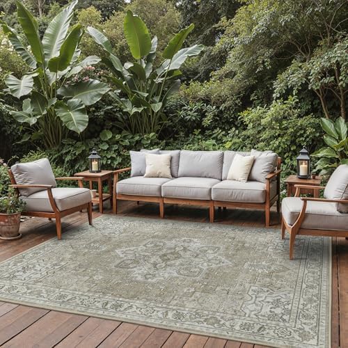 GENIMO Indoor Outdoor Rug, Washable for Patio and Deck, Cream Beige, 9x12 - Image 6