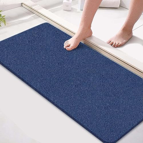 godehone Shower Mats Non Slip Without Suction Cups, PVC Loofah Bathroom Mats, Loofah Mats for Shower and Bathroom, Quick Drying, 15.7× 36 Inch, Blue by godehone