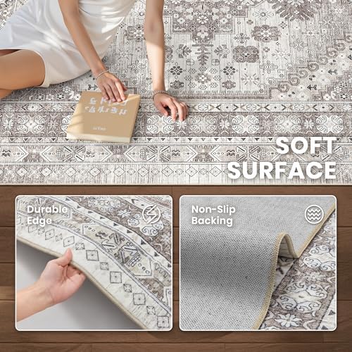 zesthome 2'6 x 8' Runner Rug Non Slip,Washable Kitchen Rugs,Brown - Image 5