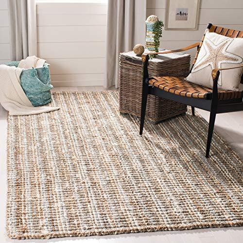 SAFAVIEH Natural Fiber Square Rug 8', Jute Knotted Grey & Natural NF447K by Unknown
