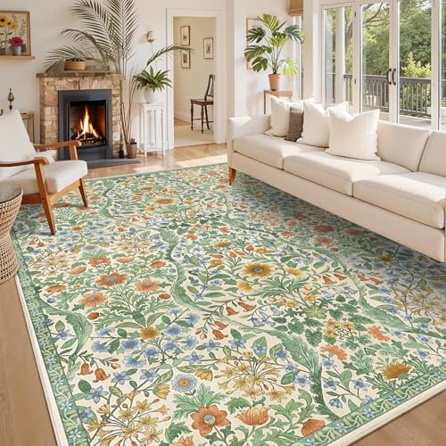 8x10 Large Area Rug Floral Botanical Boho Carpet for Living Room - Image 2