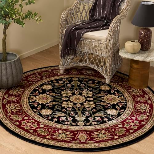 SAFAVIEH Lyndhurst Round Rug 8', Black & Red LNH212G by Unknown