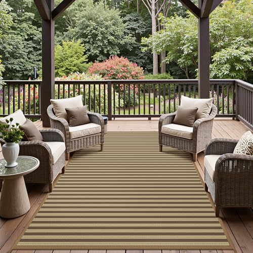 GENIMO Outdoor Rug, Waterproof Plastic Rugs for Patio, 6'x9' Brown Greige - Image 3