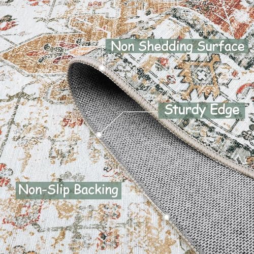 Moynesa Ultra-Thin Washable Entryway Rug 2x3 Rug, Small Kitchen Rugs for Entryway Indoor Non Slip, Vintage Throw Mat for Front Door Entrance Bathroom Laundry Room, Beige/Gold - Image 4