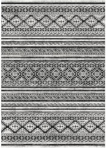 RUGSURE Washable Area Rugs 8' x 10' - 1/6 Thick - Moroccan-Inspired -Stain & Water Resistant Non-Slip - Resistant Rug for Living Room, Bedroom, Nursery, Pet & Child Friendly (Black) - Image 3