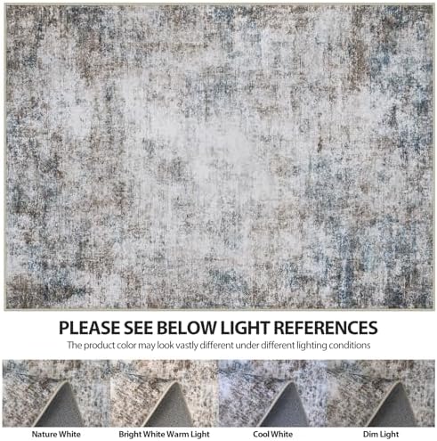 6x9 Area Rugs for Living Room Washable Bedroom Dining Room Brown Blue - Image 7