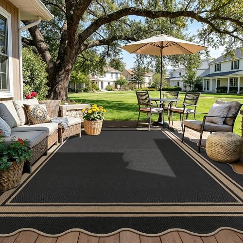 8x10 Scalloped Rug Easy Jute Washable Rug for Living Room Indoor Outdoor - Image 2