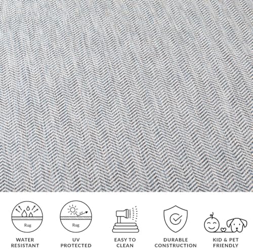 SAFAVIEH Outdoor Runner Rug 2'3"x22' - Courtyard Collection - Coastal Design, Grey & Navy, Durable & Easy Cleaning, Ideal for Patio, Entryway, Mudroom, Backyard (CY8022-36812) - Image 6