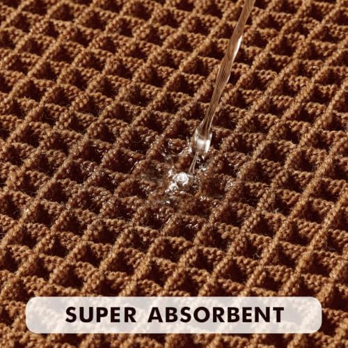 MIULEE Set of 2 Waffle Bathroom Rugs Boho Bath Mat Caramel 20x32 Inch - Image 3