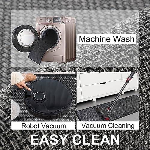 SUMLANS Kitchen Mats Set of 2 PCS for Floor, Washable Non Slip Rugs, Black - Image 6