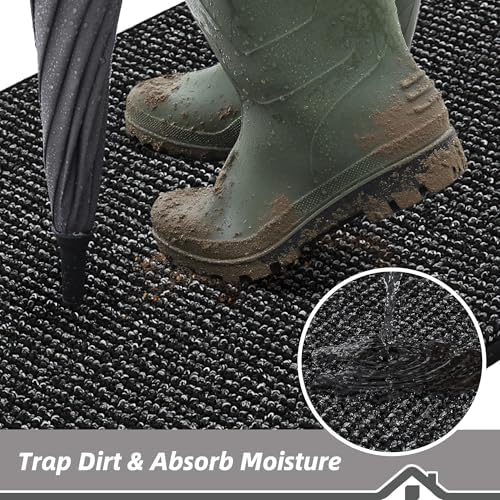 BEQHAUSE Dirt Trapper Door Mat 32" x 48", Non-Slip Washable Doormats, Black - Image 3