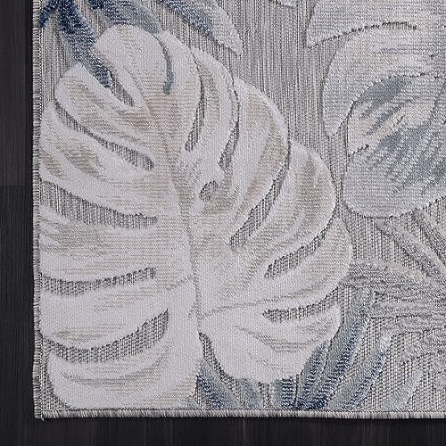 CAMILSON Indoor Outdoor Rug, Blue 6’x9’ Leaf Tropical Botanical Area Rugs for Indoor and Outdoor patios, Easy-Cleaning Non-Shedding Living Room, Garden and Kitchen Washable Outside Carpet (6x9) - Image 5