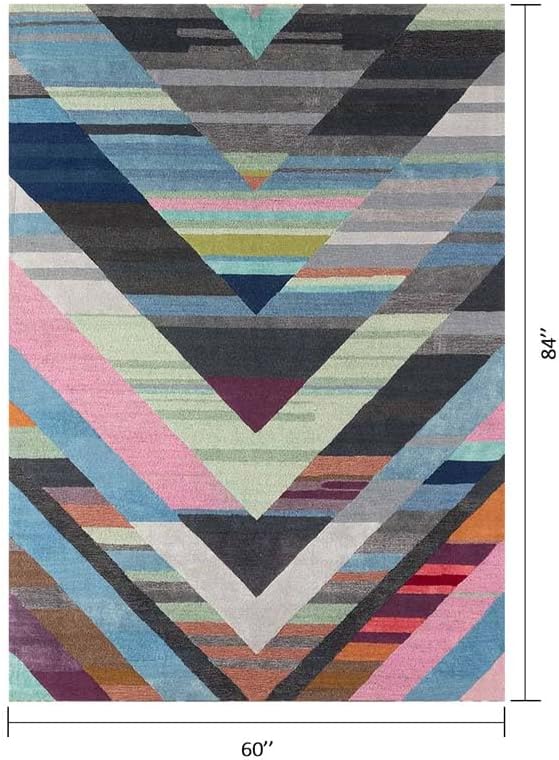 V-shaped stripes 5x7 ft Multicolor Area Rug for Living Room Kids Room - Image 2