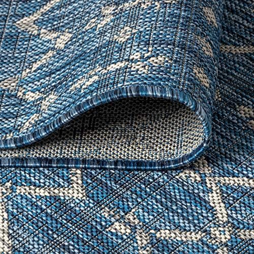 JONATHAN Y Moroccan Geometric Indoor Outdoor Area Rug 8X10 Navy/Light Gray, Ourika Textured Weave for Backyard, Patio, Porch, Easy-Cleaning, High Traffic, Pet-Friendly, Non-Shedding (SMB108B-8) - Image 5