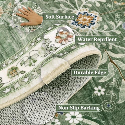 Yamaziot 2x10 Washable Hallway Runner Rug Non Slip Floral Carpet,Sage Green - Image 5