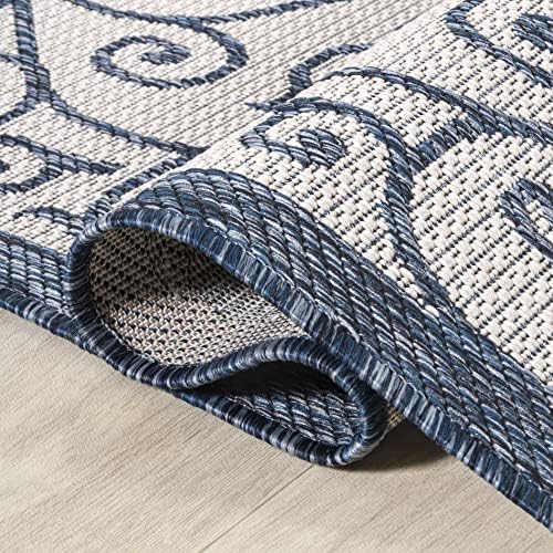JONATHAN Y Vintage Filigree Indoor Outdoor Area Rug 3X5 Blue/Cream, Madrid Textured Weave for Backyard, Patio, Porch, Easy-Cleaning, High Traffic, Pet-Friendly, Non-Shedding (SMB107F-3) - Image 5