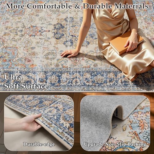 Ruaruarug Washable Area Rug 5×7 for Living Room, Ultra Soft, Navy Brown - Image 2